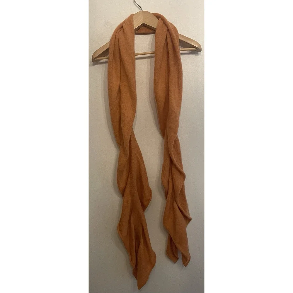 Pure Cashmere Women's Orange‎ Ruffle Scarf 100% Cashmere